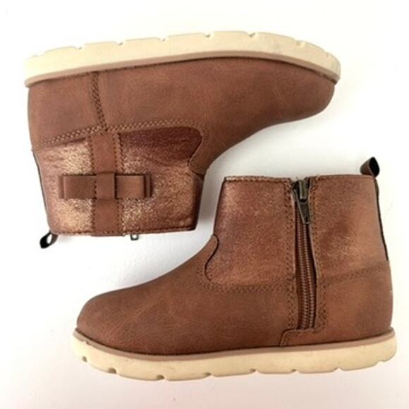 Munchkin Machine Washable Bow Detail Boots Brown Toddler Size 9 Durable Casual - Picture 6 of 7